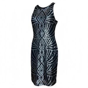 BISOU BISOU Black and Silver Sequin Dress NWT